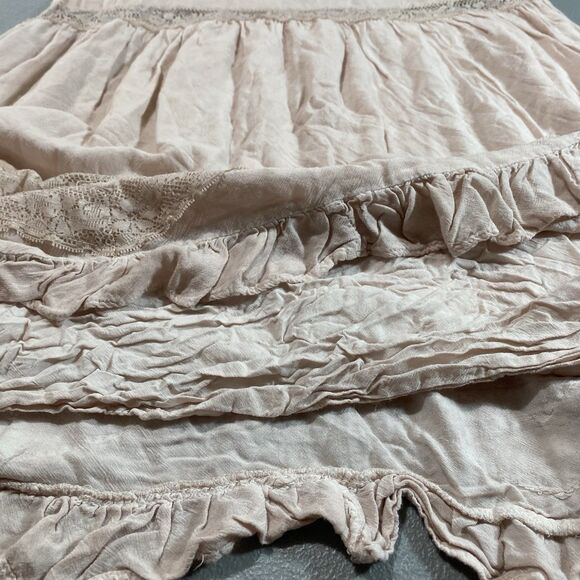 ENTRO Anthropologie Midi Dress Sleeveless Lace Ruffle Asymmetrical Womens M Pink - Picture 8 of 11